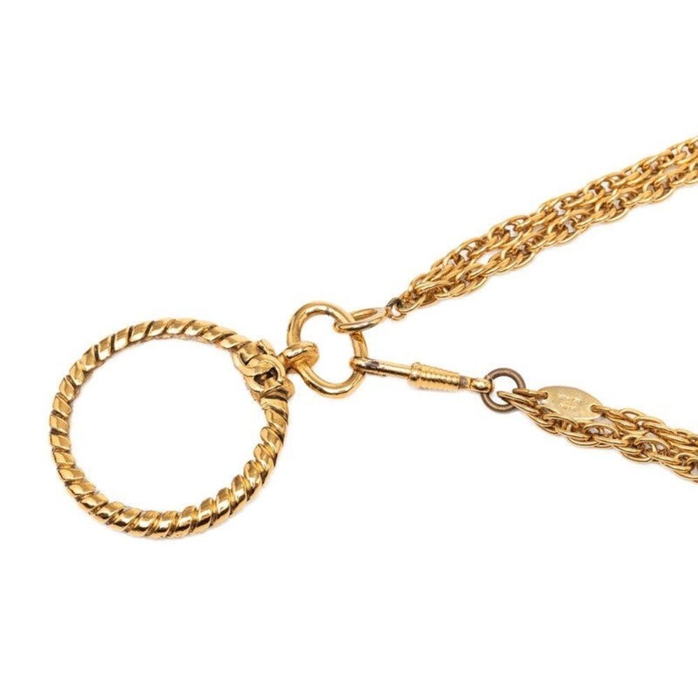 Chanel 1983 Vintage Loupe Double Strand Plated Necklace Gold